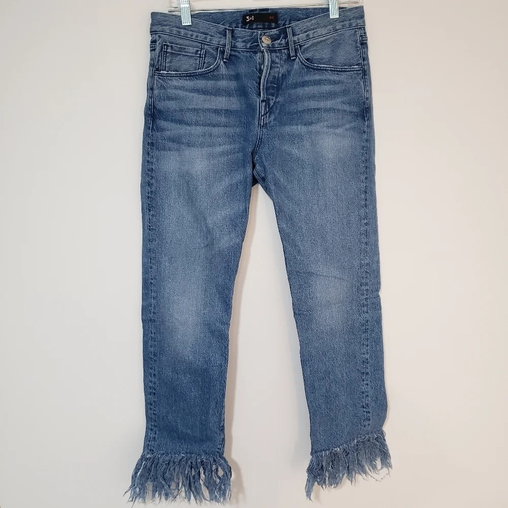 3x1 NYC Stella Fringe Straight Crop Jeans